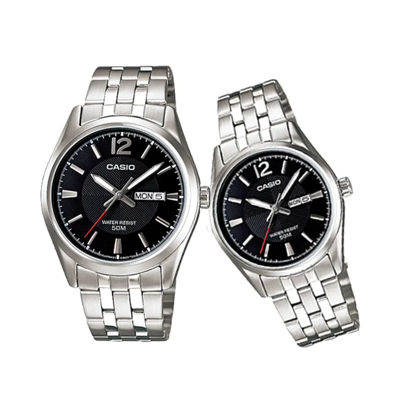 Casio Quartz Black Dial Couple Watch- MTP/LTP-1335D-1A